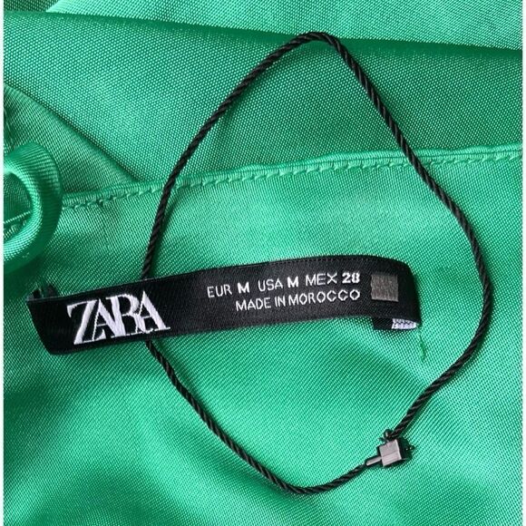 NWOT Zara Blogger’s Favorite Green Asymmetric Cut Out Satin Effect Midi Dress - Picture 13 of 16